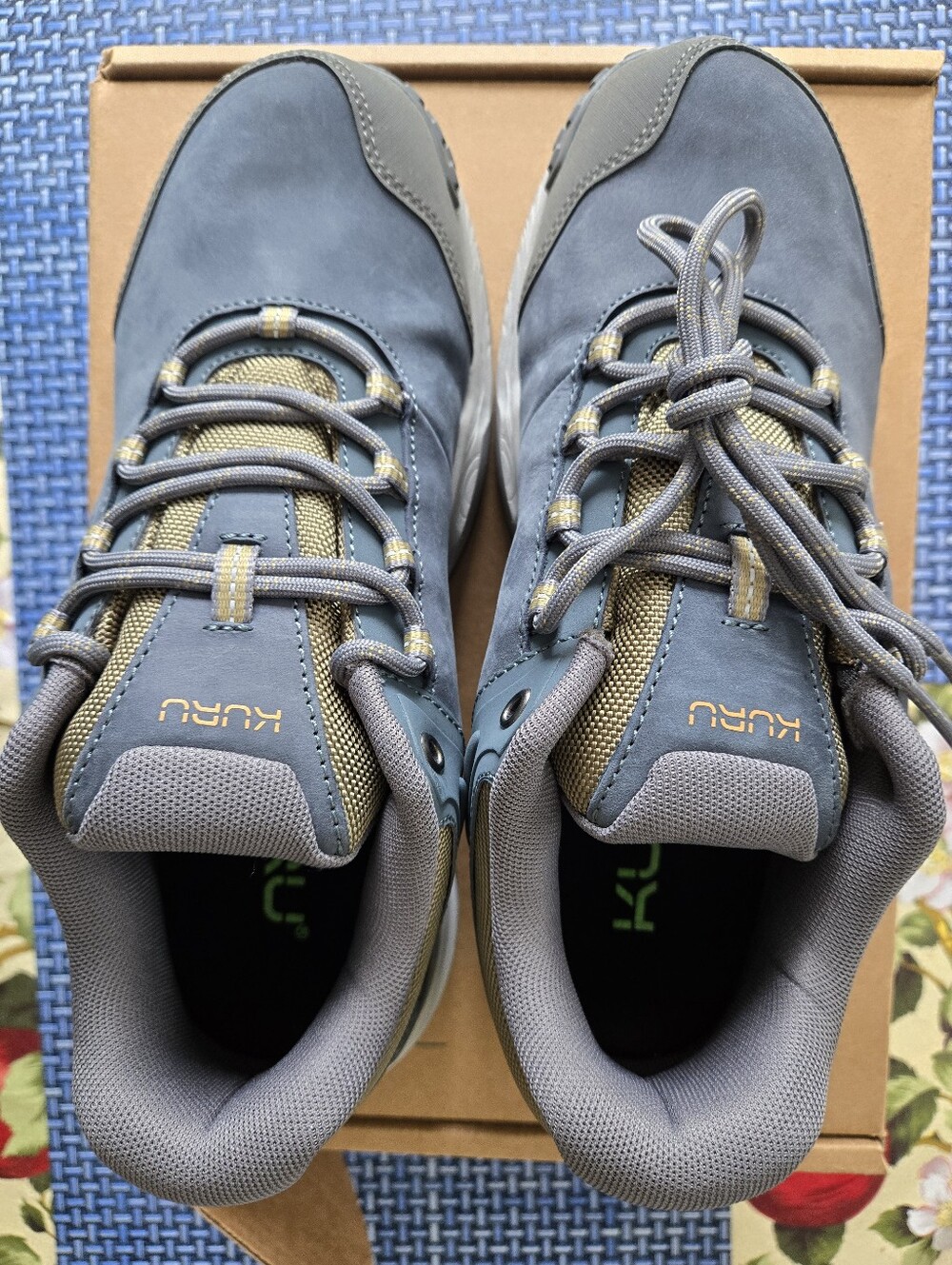 KURU WMS SZ.10 RIDGE MOTION Gray Blue ORANGE Lace-Up Sneakers